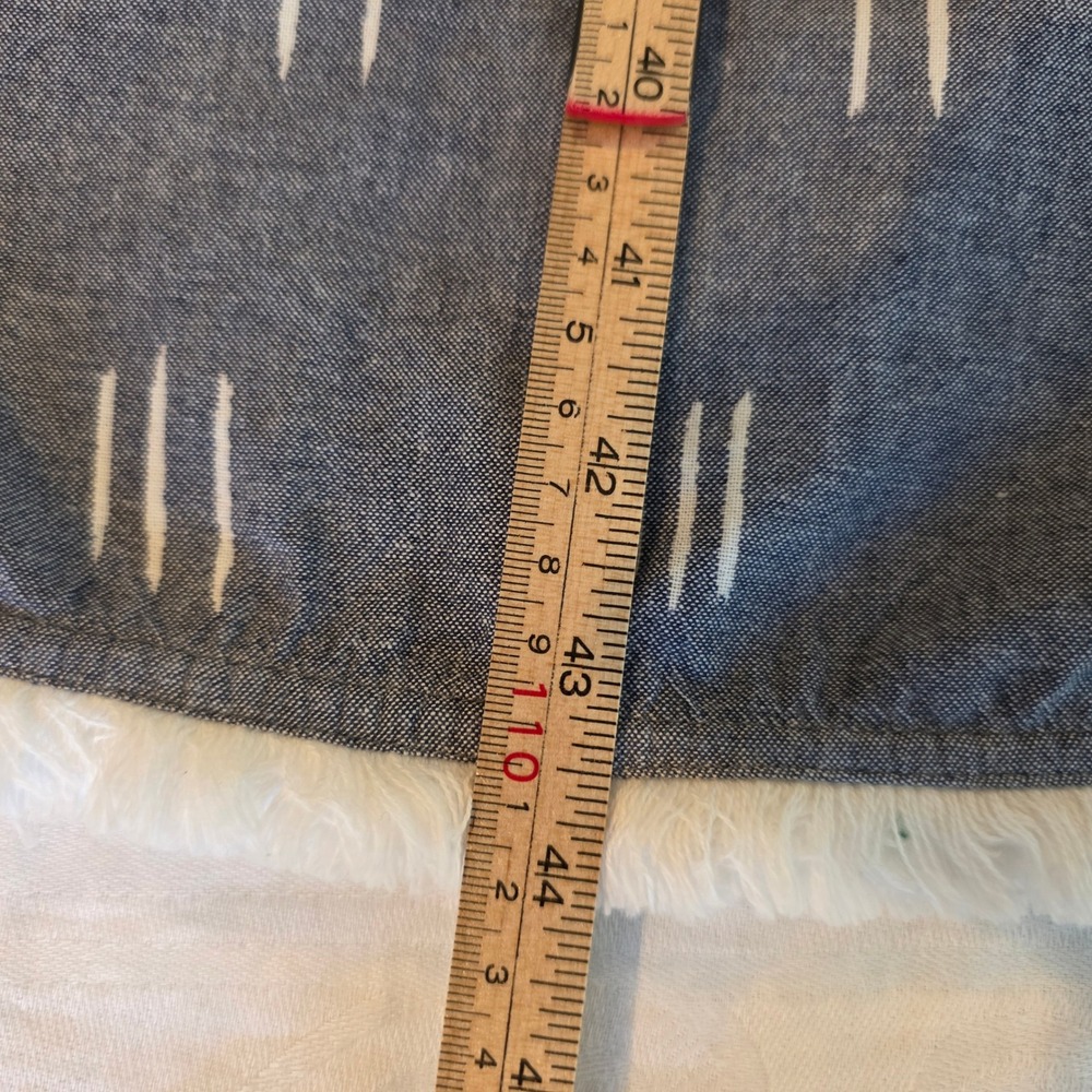 Lilla P Womens XS Blue White Dash Print Cotton Maxi Dress Fringe Hem Button Back - Picture 12 of 12